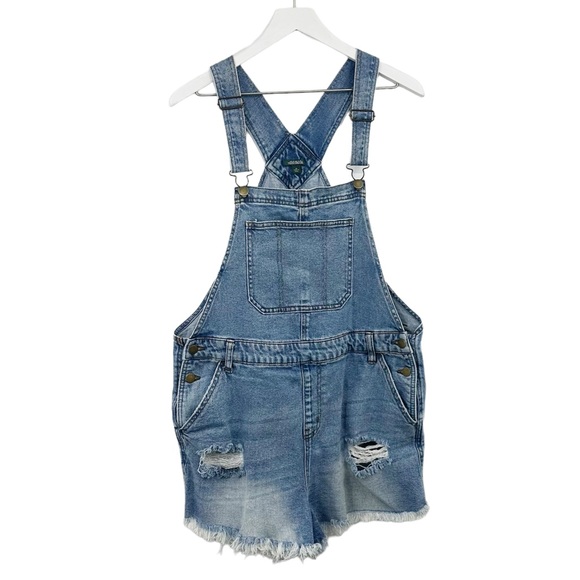 Wild Fable Distressed Raw Hem Overall Shorts Size XL - Picture 2 of 6